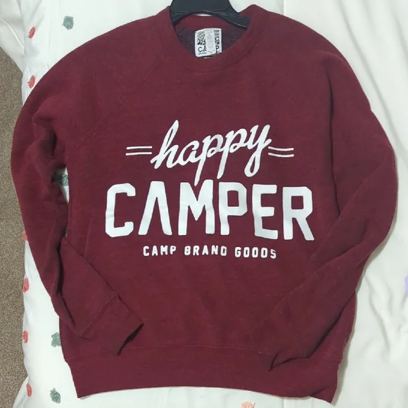 Cozy Burgundy Happy Camper Sweatshirt - Picture 1 of 2